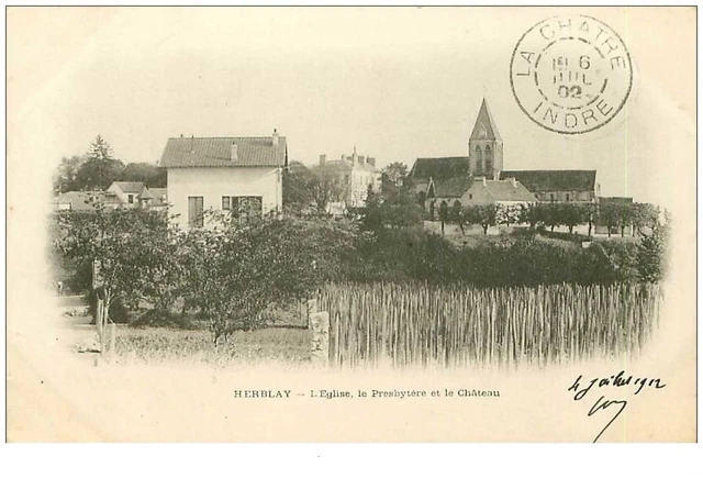 95.HERBLAY.n°10701.L'EGLISE,LE PRESBYTERE ET LE CHATEAU