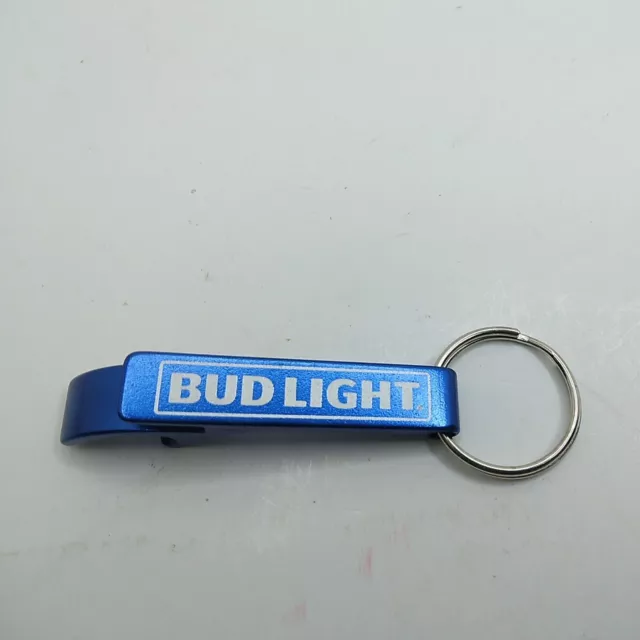 BUD LIGHT 2.5" Bottle Opener Keychain -  Blue Aluminum Beer Key Ring