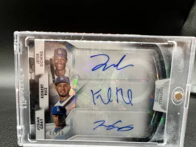 Jeter Downs/Keibert Ruiz/Josiah Gray 2020 Bowman Sterling Triple Auto 6/10