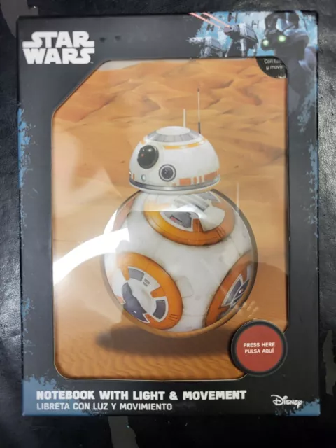 Brandneu STAR Wars BB8 NOTEBOOK mit Licht und Bewegung Disney Sammler Editio