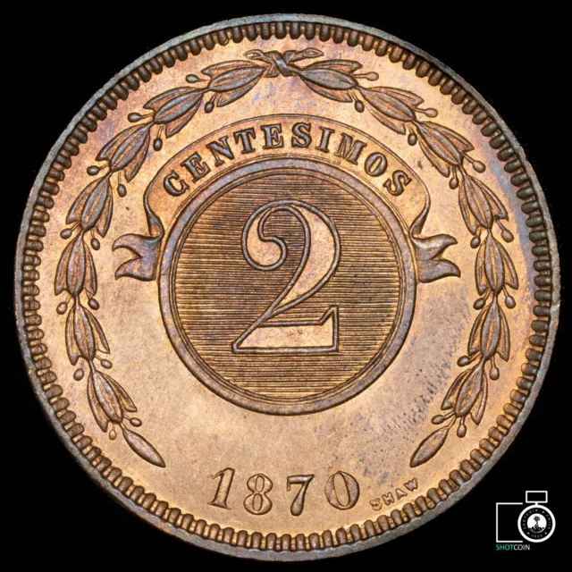 Paraguay 2 Centesimos 1870, Great condition!