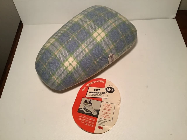 Vintage Dritz Sewing Ham Form Plaid Large Red Dressmaker 11" Vintage Dritz Sewing Ham Form Plaid Large Red Dressmaker 11"