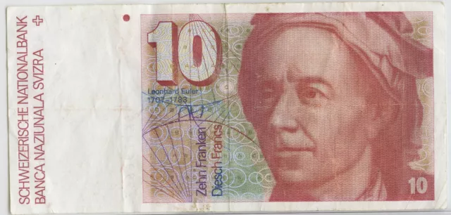 Swiss Banknote 10 Francs 6th Series Currency Note in Holder Money DN172