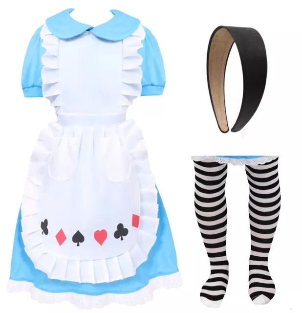 Girls Alice In Wonderland Costume Dress Kids Childs World Book Day Fancy Dress