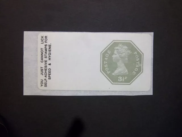 GB Postal Stationery STO 1974 QEII 31/2p Machin with slogan Self-Adhesive Stamp