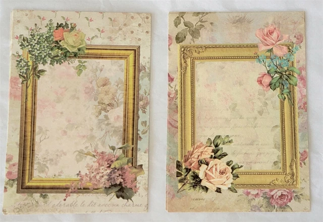 Victorian Trading 30 Asst Planner Framed Garden Party Note Card Papers B12