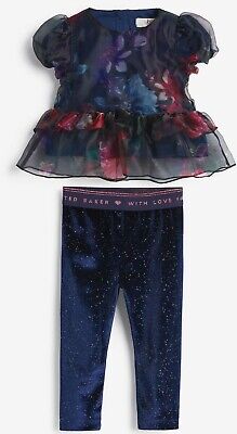 Ted Baker size 4-5 years Beautiful Girls Mesh Floral Top and Leggings Set BNWT