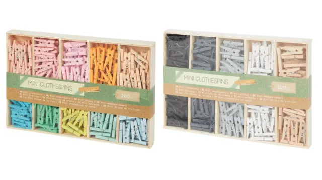 Mini abrazaderas 200 piezas de caja de madera FSC® abrazaderas decorativas manualidades 25 mm hágalo usted mismo