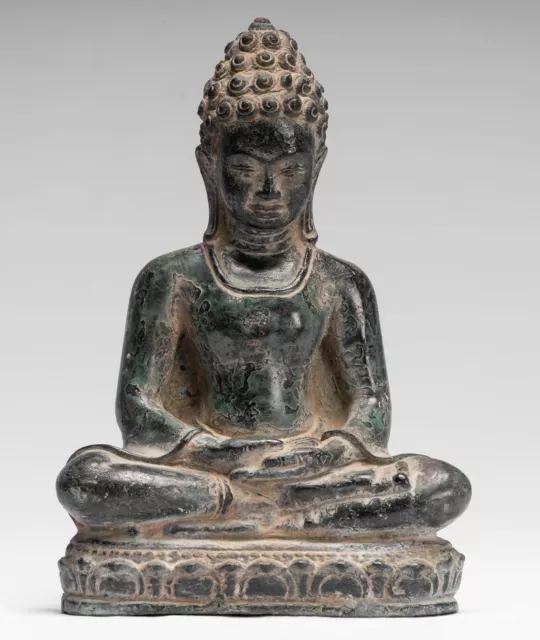 Ancien Khmer Style Assis Bronze Phnom Da Méditation Statue de Bouddha - 20cm/8 "