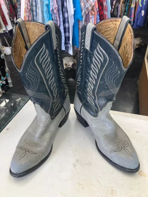 Vintage Mens Tony Lama 8056 Gray/Blue Antelope Western Boots Sz 11 D