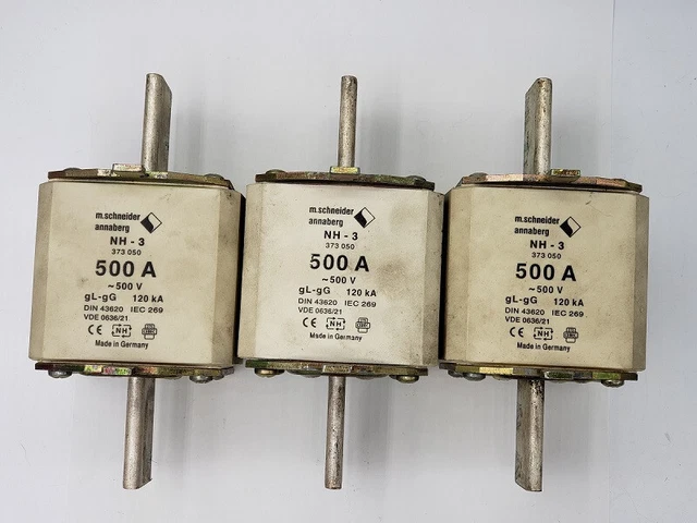 3x M.Schneider Annaberg Sécurité NH3 373050 Gl-Gg 500A 500V 120kA