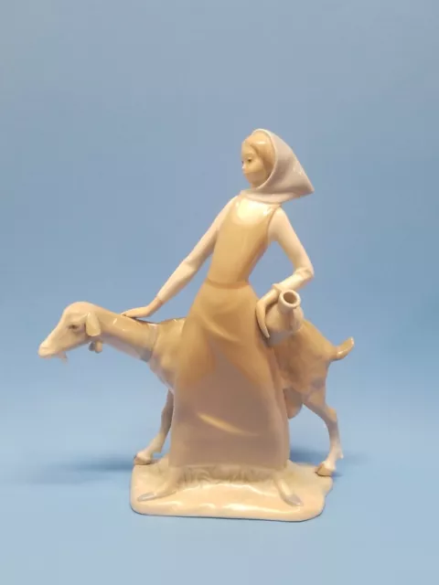 VTG Lladro 4590 Girl with Pitcher & Goat Large Porcelain Figurine Spain FA21