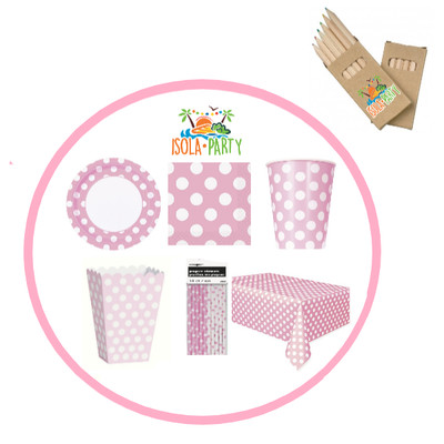 Amscan KIT ADDOBBI PER FESTE DI COMPLEANNO POIS BLU-BIANCO per 8/16/24/32/40 persone 