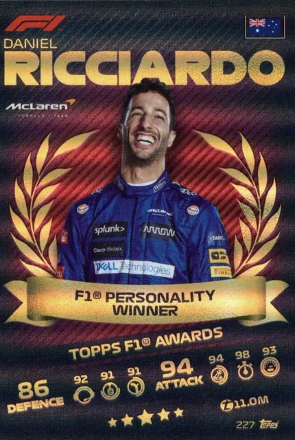 Topps Turbo Attax F1 (Formula 1) 2021 - #227 Daniel Ricciardo (Topps F1 Awards)