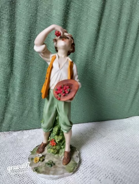 Vintage Benacchio Triade Capodimonte Style Figurine ' Boy Eating Cherries '