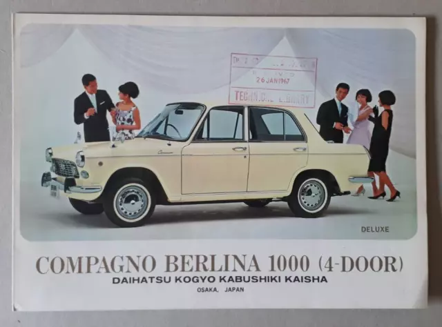 Daihatsu Compagno Berlina & Spider 1000 Brochure c.1967