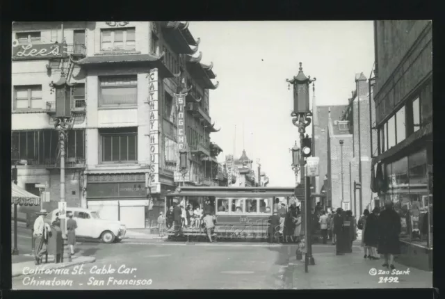 CA San Francisco RPPC AÑOS 1950 TELEFÉRICO DE CALLE CALIFERIA por Zan Stark No.2492