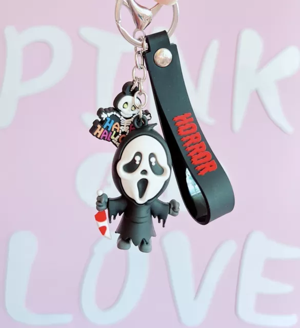 Ghostface Scream Horror Keychain Keyring Pendant Bag Pom