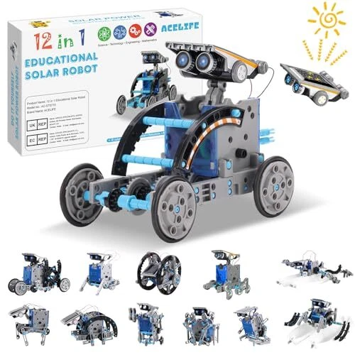 Robot solaire pour enfants - Kit de robot solaire 12 en 1 - Jouet de construc...