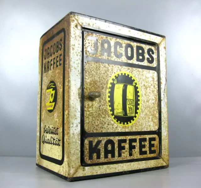 alte Blechdose JACOBS KAFFEE Vitrine Verkaufsvitrine Thekenschrank Werbeartikel