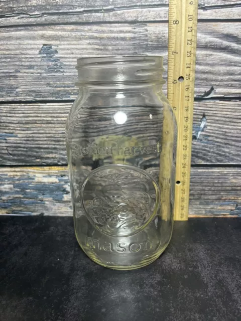 Vintage Golden Harvest Mason Jar Quart Clear Glass Canning Jars No Lid