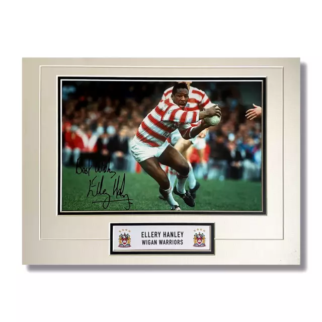 Ellery Hanley - Wigan Warriors Rugby League Signed Display