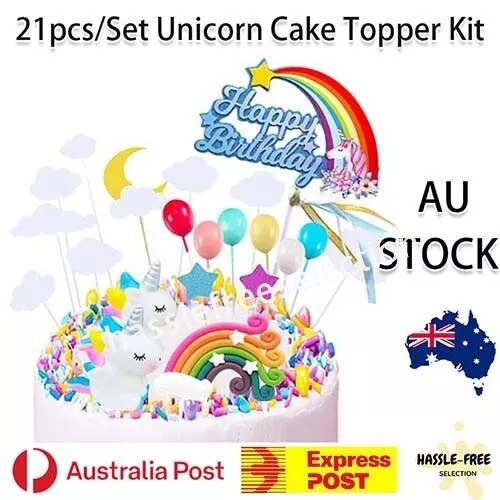 21PCS Unicorn Cake Topper Party Supply Decorations Decor Wedding Birthday Child