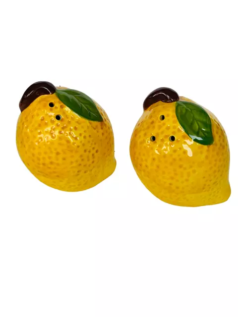 Lemon Fruit Vegetable Salt Pepper Shakers Figurines kitchen table decor vtg pair