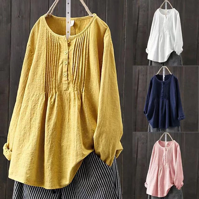 T-Shirt Da Donna In Misto Cotone T-Shirt Top Con Scollo A V Camicetta -