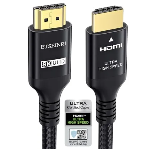 Etseinri 8K 4K Câble HDMI 2.1 2M Certifié 48Gbps Ultra Haute Vitesse Câbles H...