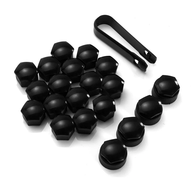 20* 17mm Black Lug Nut Covers Set Fit Auto Car Wheel Rim Tire Bolt Center Caps