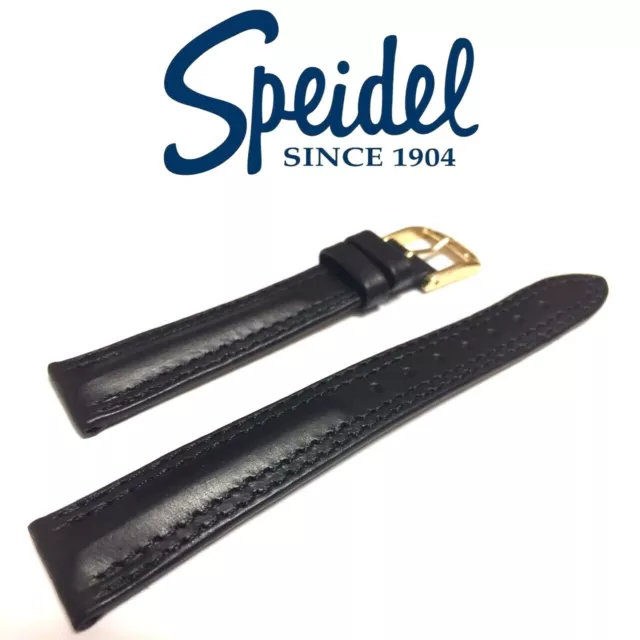 NEW 16mm SPEIDEL 938320 BLACK OIL-TANNED DOUBLE STITCHED PADDED WATCH BAND STRAP