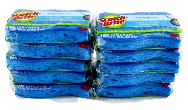 10 Pack Scotch Brite Non Scratch Scrub Sponge Free Shipping