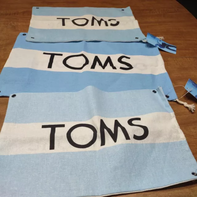 Lot of 3 TOMS Flags Small Canvas Shoe Bags Dust Covers Draw String