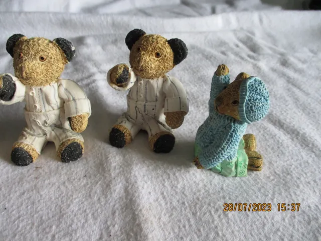 Peter Jager Hand Painted Ceramic Teddy Bears x 5 2