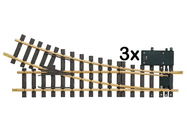 Aiguillage Électrique Droite LGB 16050 - Échelle G 1:22.5, Rayon R3, 22.5° - Neuf Pour Train Miniature