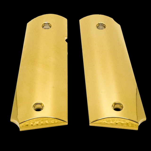 Engraved 1911 Pistol Grips - 24K Gold Plated, Mayan Aztec Design, Ambi Cut Engraved 1911 Pistol Grips - 24K Gold Plated, Mayan Aztec Design, Ambi Cut