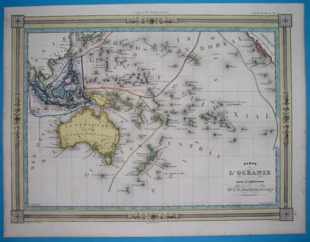 1848 Original Map Australia Papua New Guinea Guam Hawaii Tasmania New Zealand