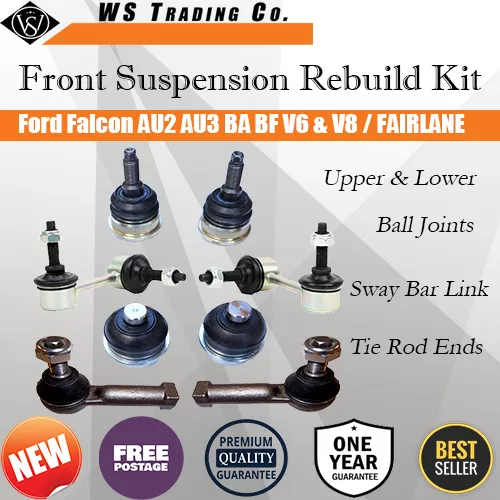 New Falcon AU/BA/BF Front Upper/Lower Ball Joint, Tie Rod End, Sway Bar Link Kit