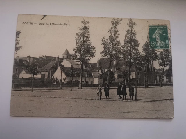 Cpa Carte Postale Ancienne Cosne Quai De L'hôtel De Ville