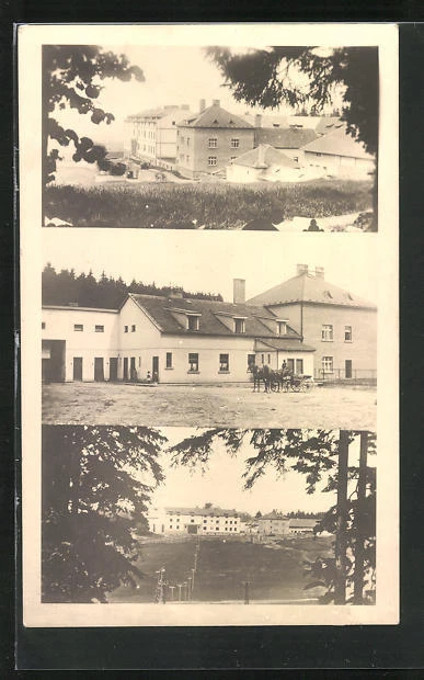 AK Nadejkov, Kutsche vor einem Haus, Teilansicht vom Ort 1953