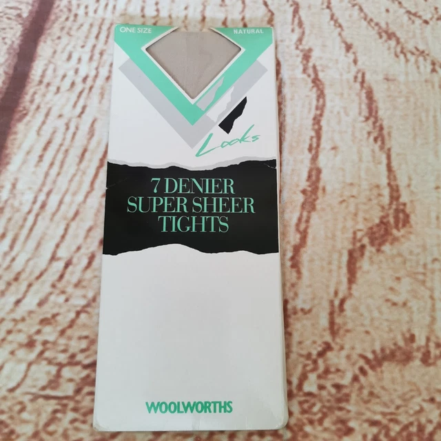 Collant vintage Woolworth look naural 7 denari trasparenti taglia unica