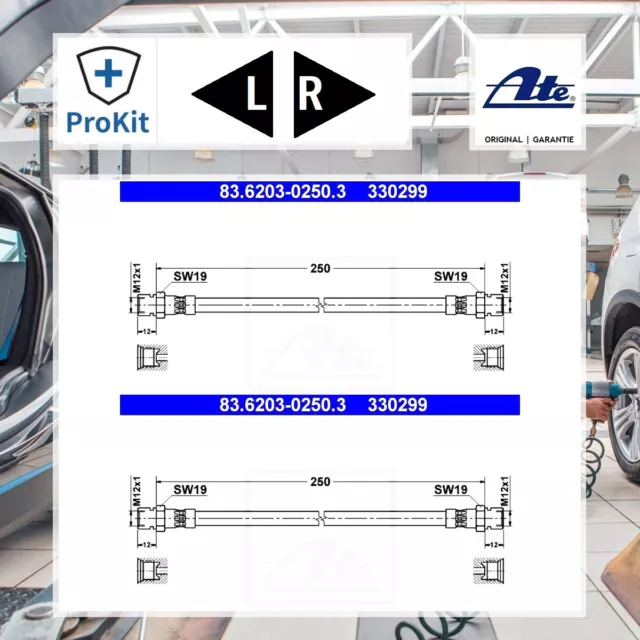 2x ORIGINAL® Ate Bremsschlauch Vorne, Hinten Mercedes-Benz Unimog