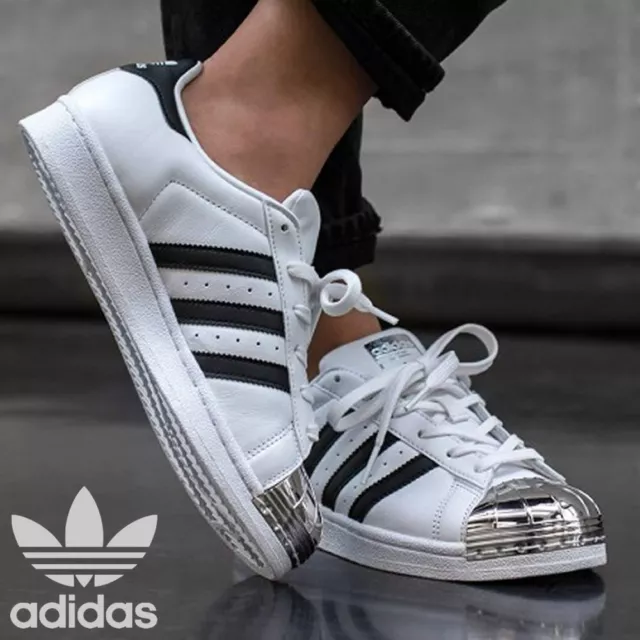 Adidas Superstar Sneaker Damen Schuhe Metal Toe Weiß Leder Turnschuhe Kinder Neu