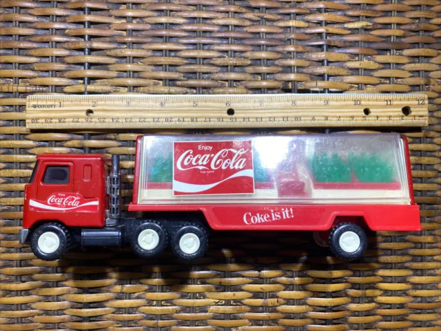 10" Buddy L Coca Cola Mack Delivery Truck and Trailer, 5 Cases, Dolly - 1980s