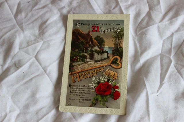 VINTAGE COLLECTABLE GREETINGS CARD '21st Birthday' 1950s