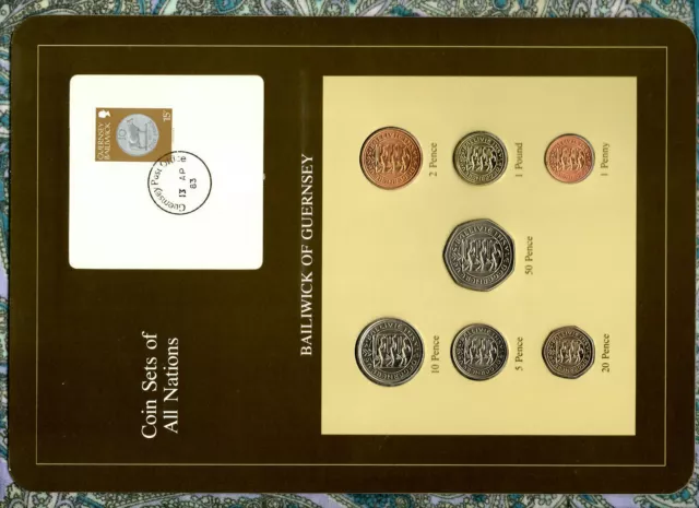 Coin Sets of All Nations Guernsey Brown 1979-1982 UNC £1 1981 Lily 13AP83