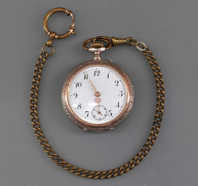 9020008 Argento Herren-Taschenuhr Circa 1890 800er Argento Movimento Läuft
