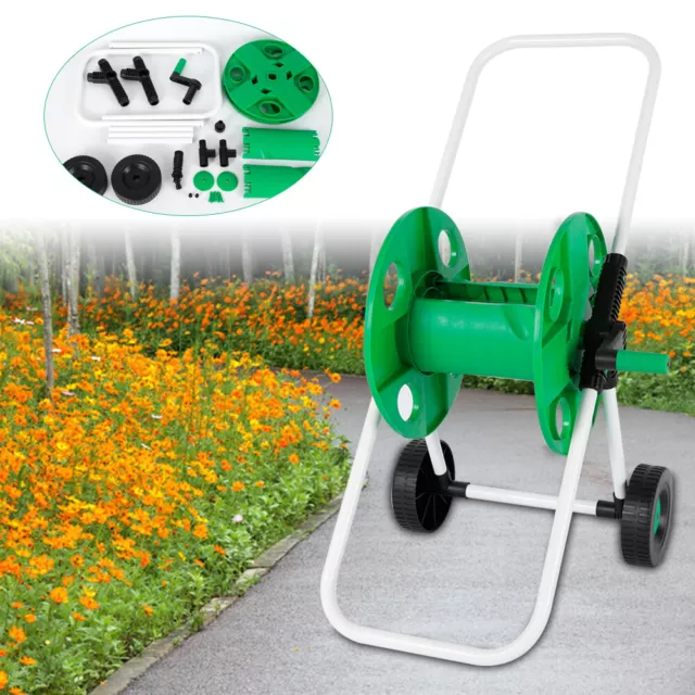 50m Gartenschlauch Schlauchtrommel 1/2"Schlauchaufroller Profi Schlauchwagen Kit