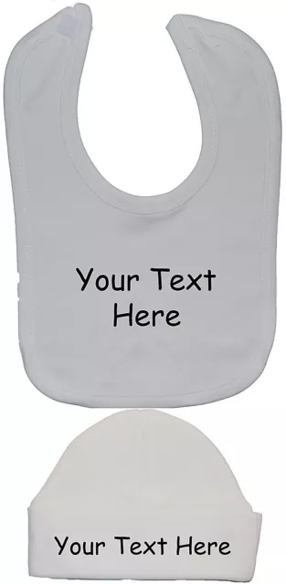 Personalisiertes Design Ihre eigene Formulierung Fütterung Lätzchen & Beanie Mütze/Kappe Neugeborene bis 12m